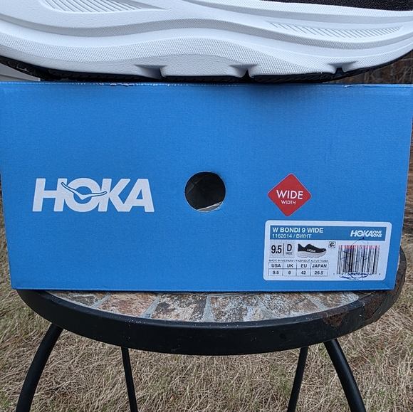 Hoka Bondi 9 1162014 Black/White Running Shoes Women Sz 9.5 D Wide Worn 1x Box - Picture 2 of 11